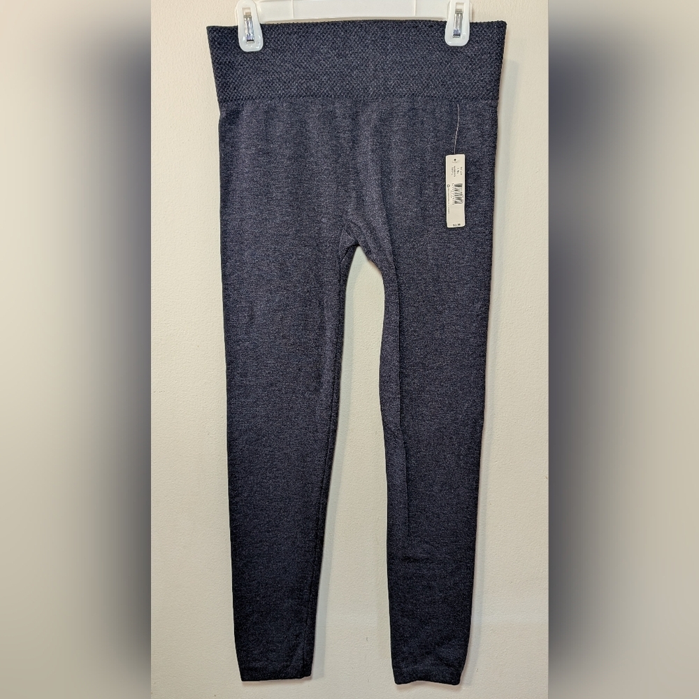 New Directions Fleece-lined Leggings Heathered Navy NEW Women's Size L/XL